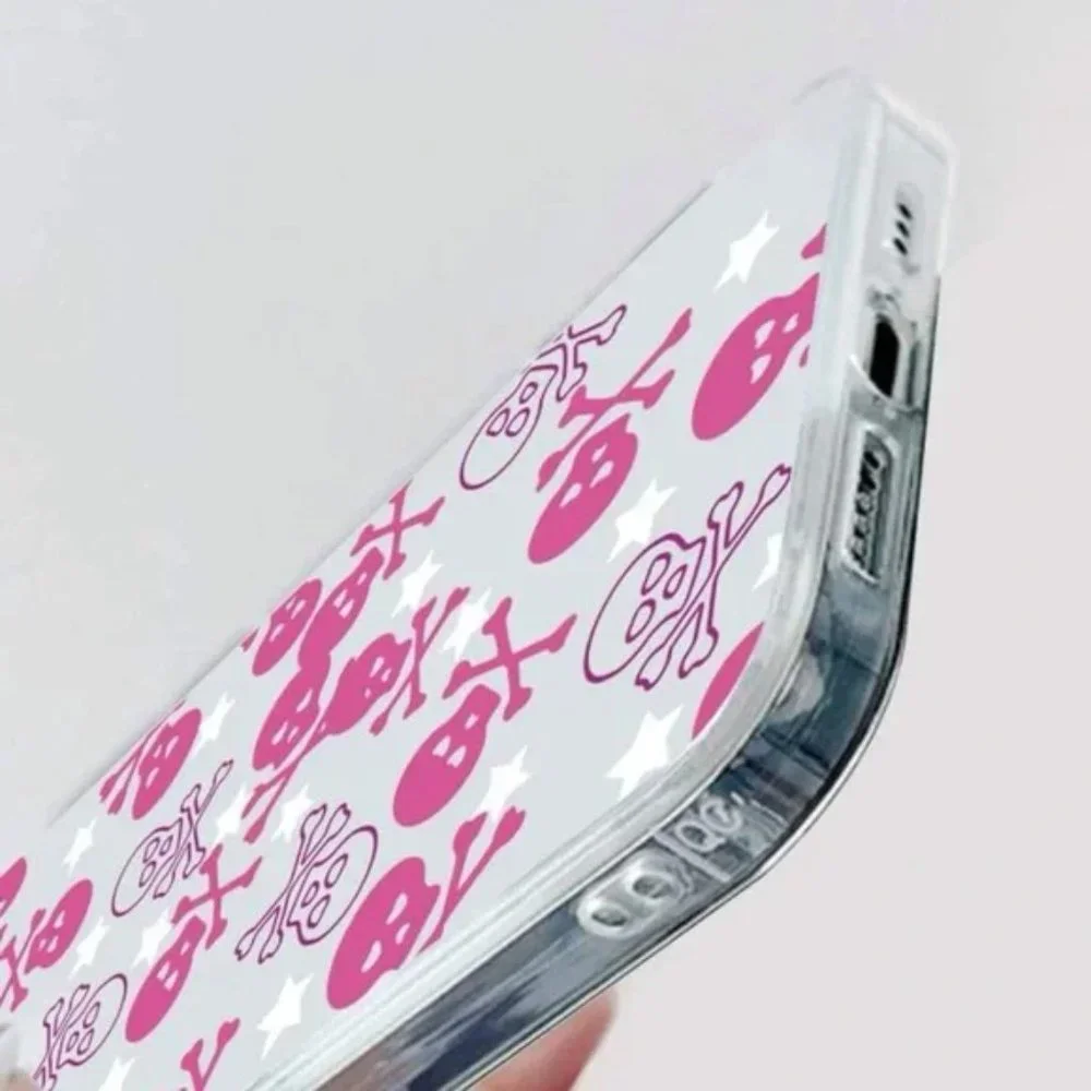 iphone 13 Pink Skull Clear Case/Cover